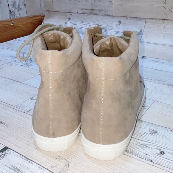 Guilty Soles Jenna Tan Vegan Suede High Top Sneaker - Picture 4 of 5